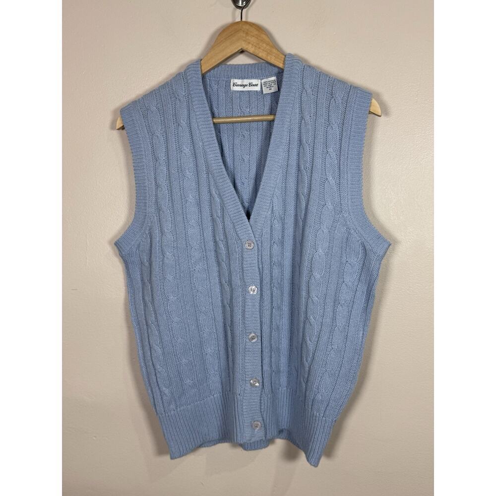VTG Carriage Court Womens Sweater Vest Cable Knit Cottage Old Money Preppy M